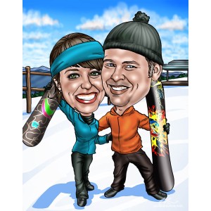 snowboard anniversary gift caricature