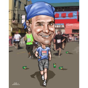 surgeon running in race caricature gift