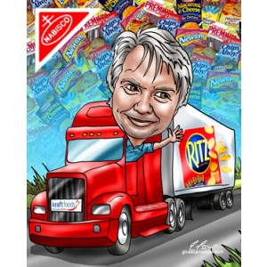 retirement waving truck driver caricature gift
