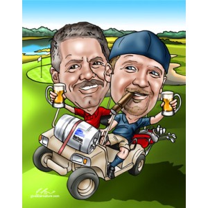 gift bosses caricatures sports golf cart beer cigar