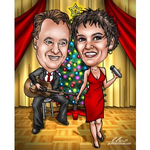 carictures christmas card couple anniversary stage