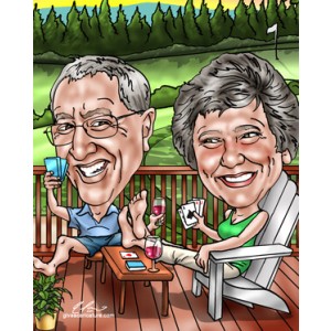 caricatures anniversary gift deck wine card game