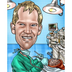 doctor caricature gift surgeon brain surgery