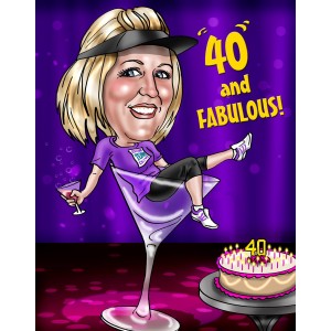 40th birthday woman giant champagne glass