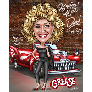40th birthday sandy grease movie caricatures