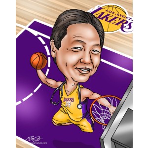 gift caricature boss as pro basketball player