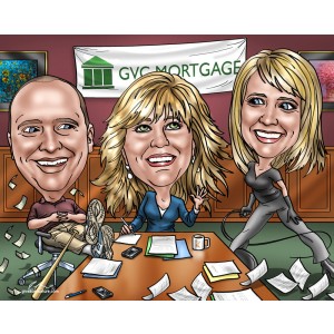 mortgage corporate group whip money caricature