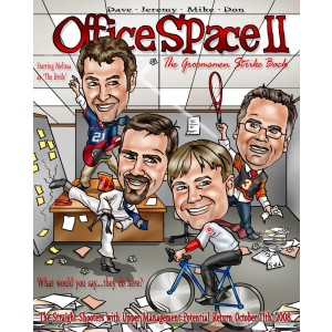 group caricatures in office space II movie poster