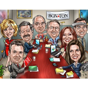 conference room group caricatures favorite activities