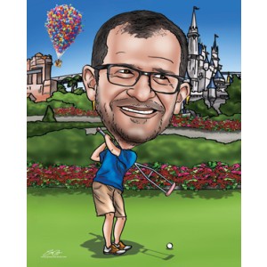 caricature golf disneyland up movie balloon