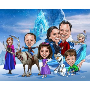 caricatures gift family disney frozen