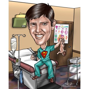 obstetrician doctor delivering baby superman