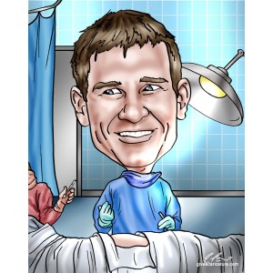 surgeon doctor operating table caricature
