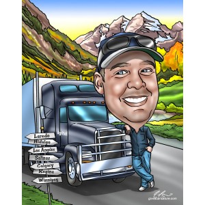 caricatures farewell truck driver destinations out west