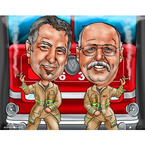 firefighters gift caricature cigars firetruck