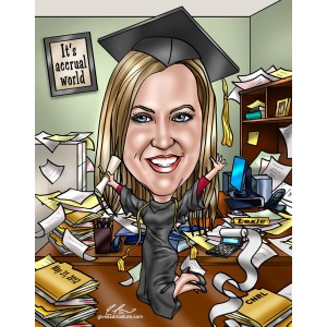 accounting graduate jumping joy caricatures