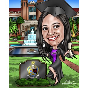 college graduate caricature diploma university