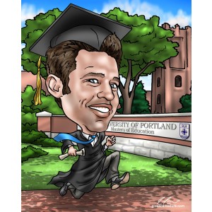 college education graduate caricature running 