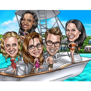 bridal party caricature boat gift