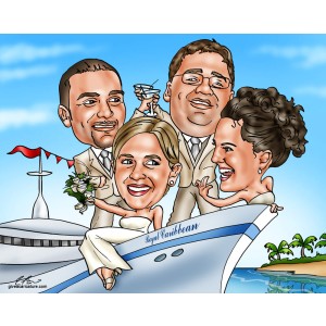 bridal party caricatures gift cruise ship