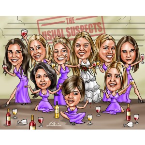caricatures bridesmaids usual suspects lineup