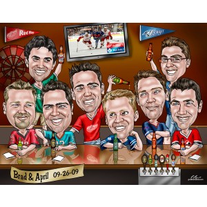 gift caricature groomsmen party sportsbar