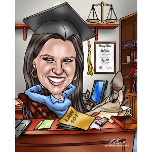 caricature law graduate scales diploma gift