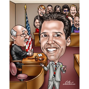 caricatures lawyer courtroom drink
