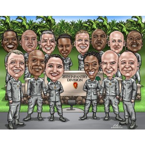 caricatures team military infantry signage