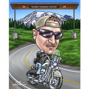 caricature military farewell motorcycle