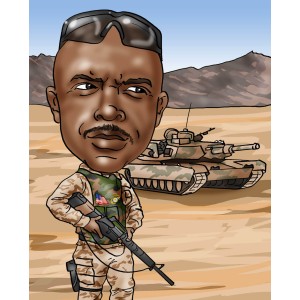 caricature military desert tank weapon