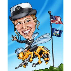 gift caricature military seabees flying