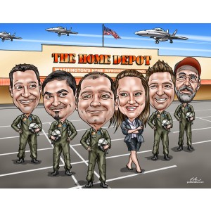 caricatures team military jets group