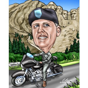 caricature military retirement motorcycle mt rushmore