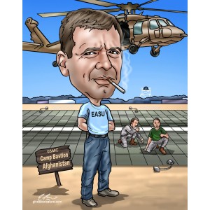 caricature gift military helicopter afghanistan base