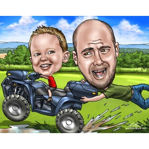 dad and child quad ATV 4-wheel father's day 