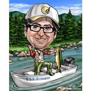 fishing dad father's day gift caricature