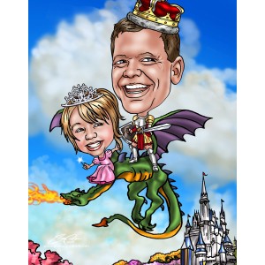 father's day caricatures king princess dragon