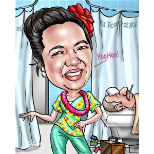 caricature gift female nurse lei dancing