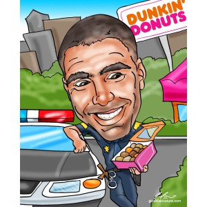 caricature police officer gift patrol car donuts donut