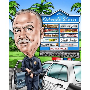 gift retirement police officer police car caricature