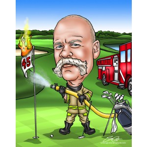retirement caricature for fireman