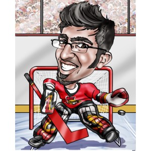 gift caricature hockey goalie net flying puck