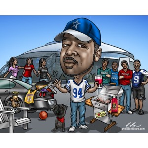 caricatures sports fan basketball football tailgate 