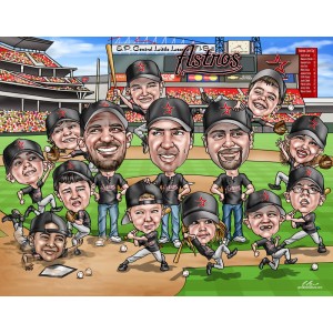 youth baseball team caricatures gift