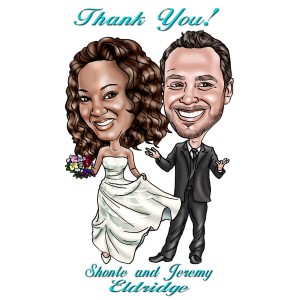 wedding thank you caricature text