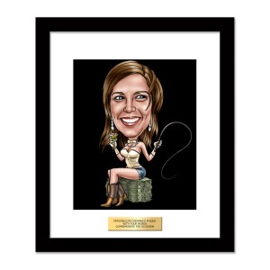 caricature frame birthday woman whip cowboy boots