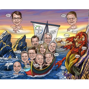 group on ship caricature scylla and charybdis myth