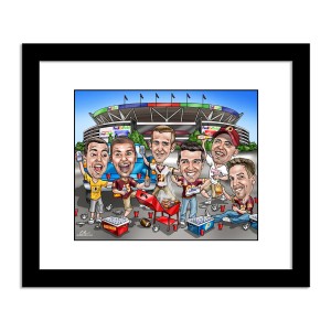 framed gift caricature groomsmen tailgate party