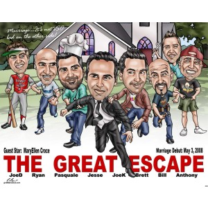 groomsmen gift caricatures great escape movie